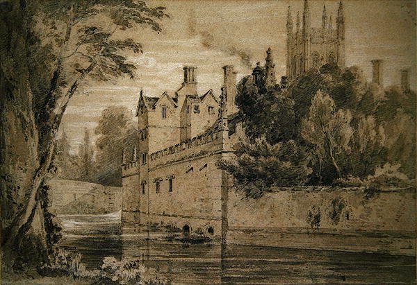 Magdalen College - Näkymä Cherwellistä siltaa kohti (kynä ja akvarelli paperille) tekijältä Henry Edridge
