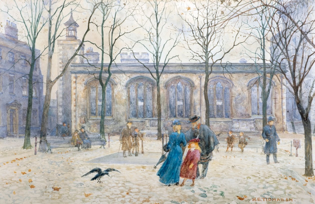 Kirkon korppi, Lontoon torni (vesivärimaalaus) tekijältä Henry Edward Tidmarsh