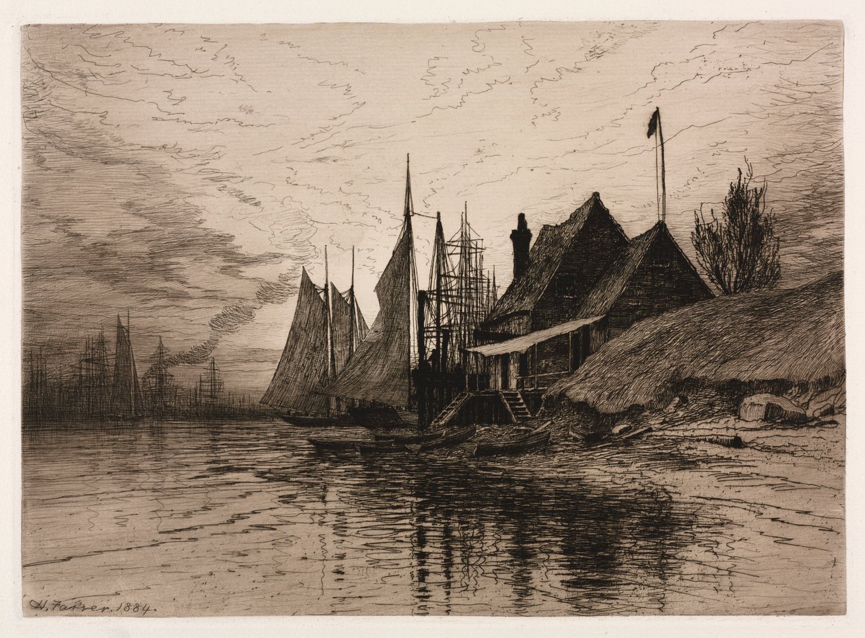 Ilta, New Yorkin satama, 1884. tekijältä Henry Farrer