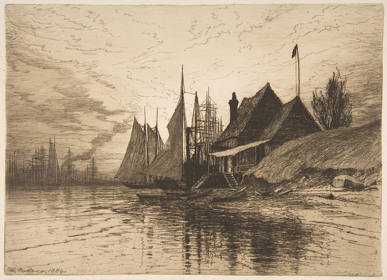 Ilta, New Yorkin satama, 1884. tekijältä Henry Farrer