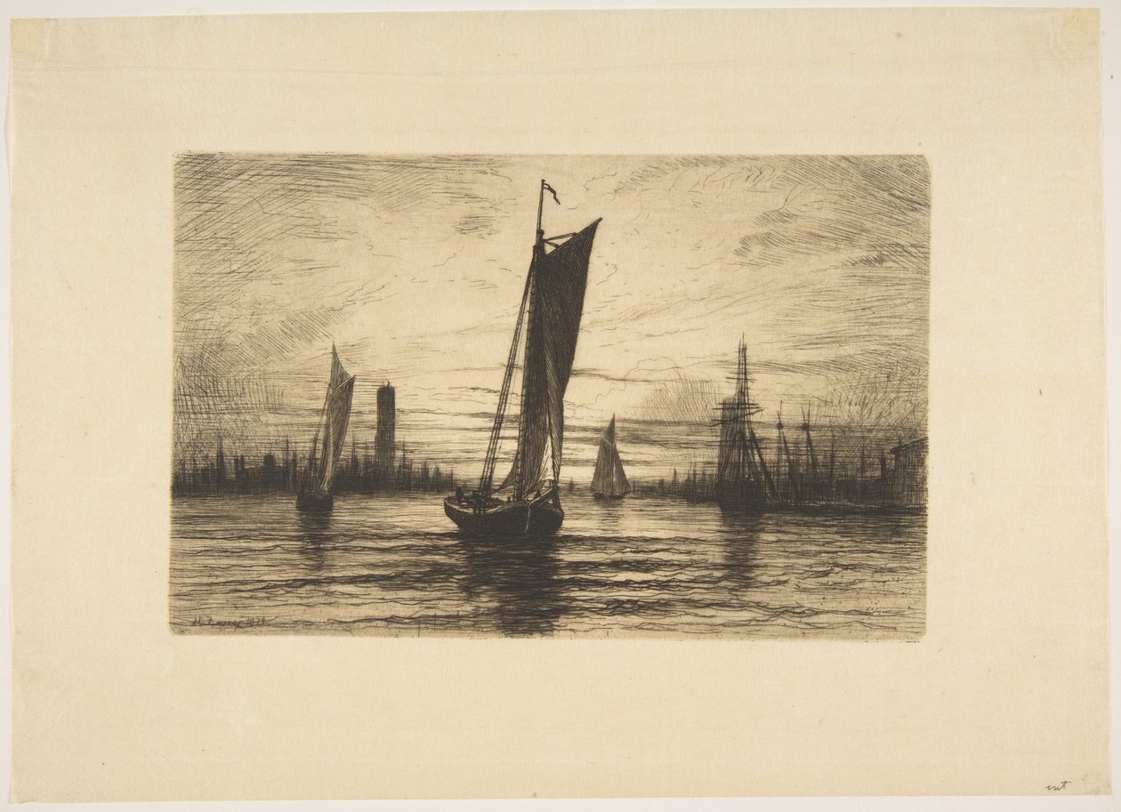 Auringonlasku East Riverillä tekijältä Henry Farrer