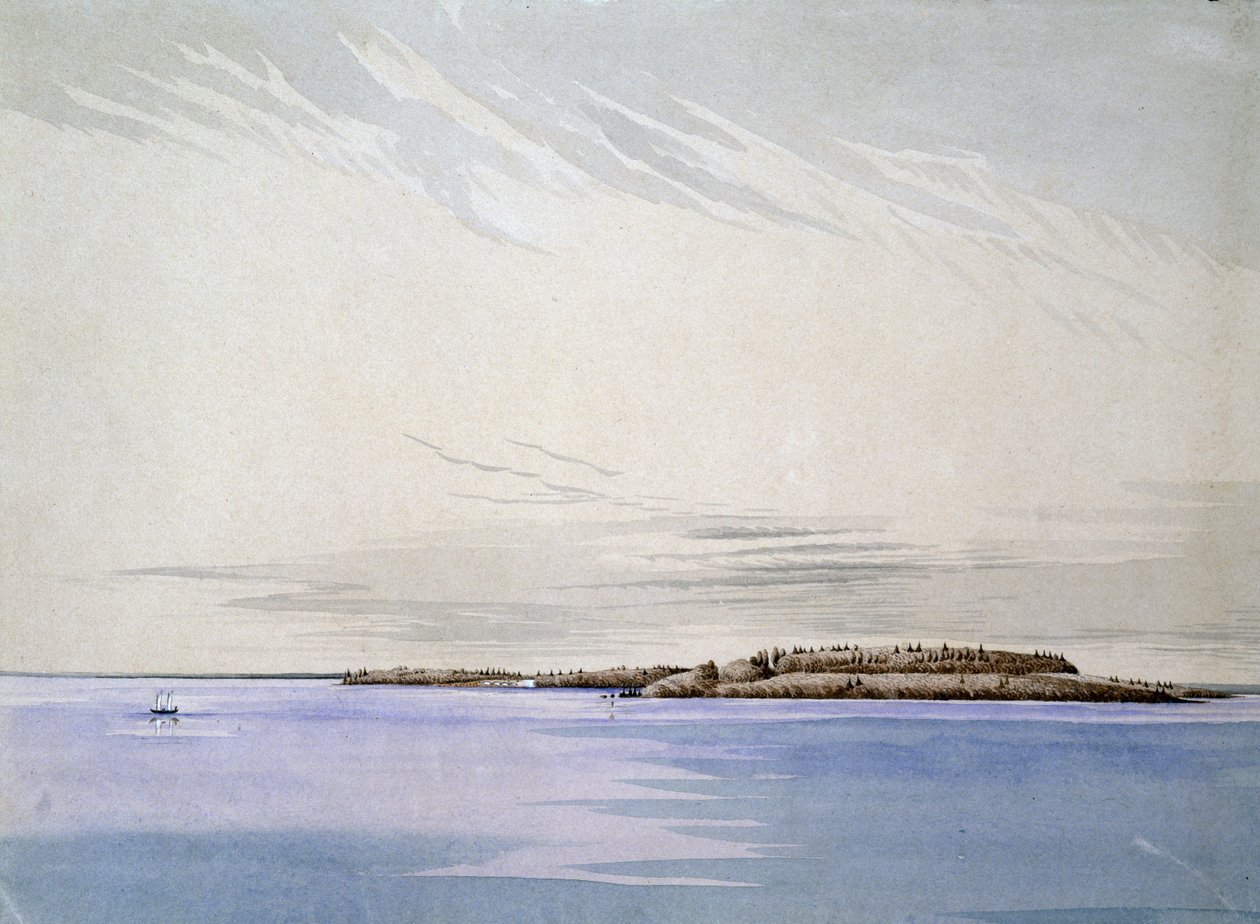 Vanha Mackinaw, jossa ranskalainen linnoitus, 1842 (wc paperilla) tekijältä Henry Francis Ainslie