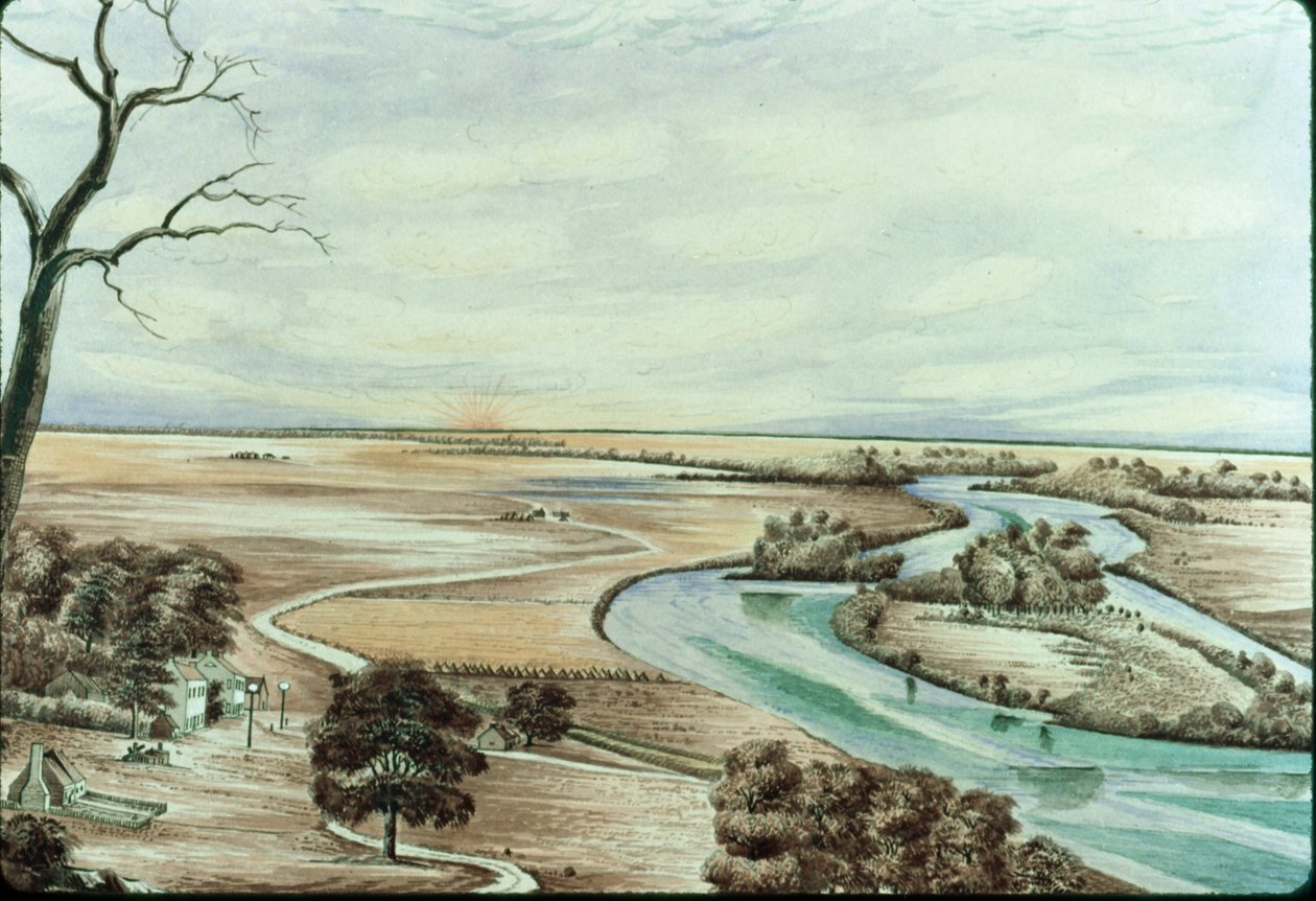 Taverna Illinois-joella, 1842 (wc paperilla) tekijältä Henry Francis Ainslie