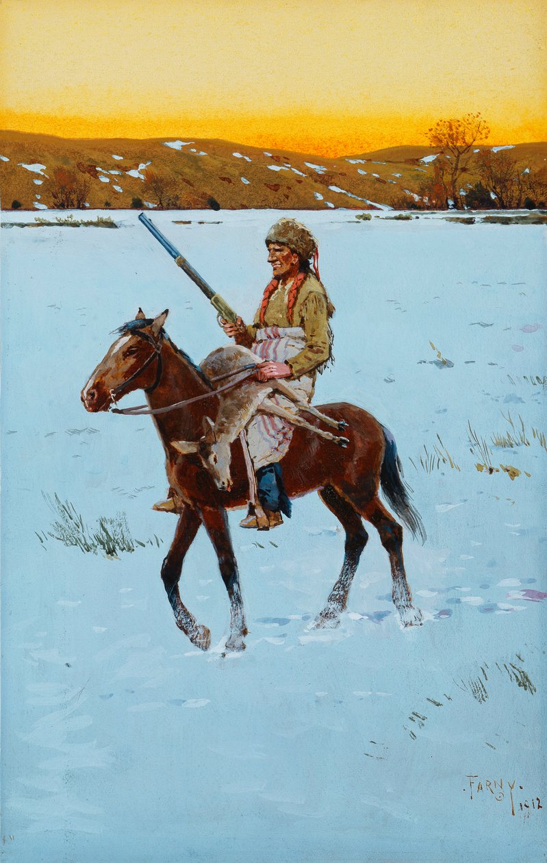 Intiaani palaa metsästä, 1912 tekijältä Henry Francois Farny