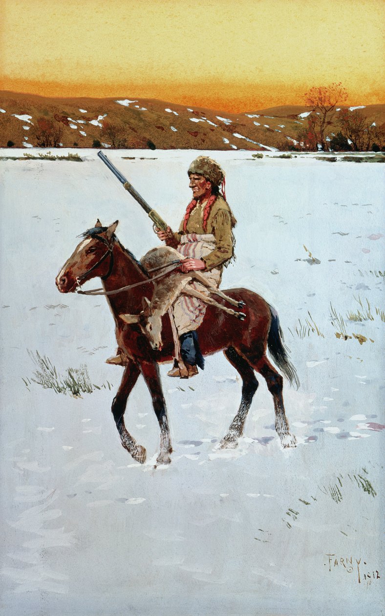 Intiaani palaa metsästä, 1912 tekijältä Henry Francois Farny