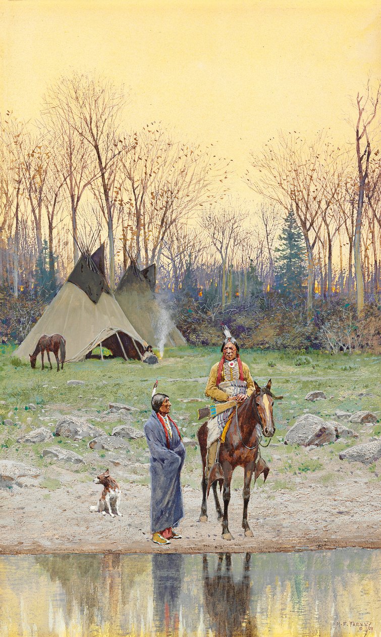 Intiaani hevosen selässä, 1899 tekijältä Henry Francois Farny