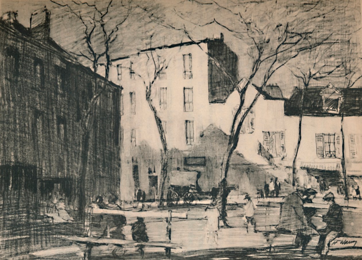 La Place Du Tertre Koskematon kylän aukio, c1927, 1927 tekijältä Henry Franks Waring