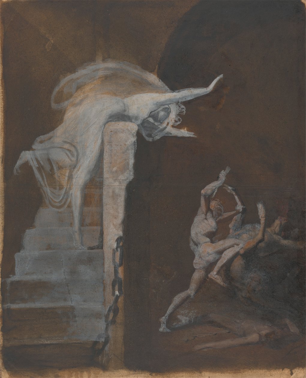 Ariadne katsomassa Theseuksen taistelua Minotauroksen kanssa tekijältä Johann Heinrich Füssli