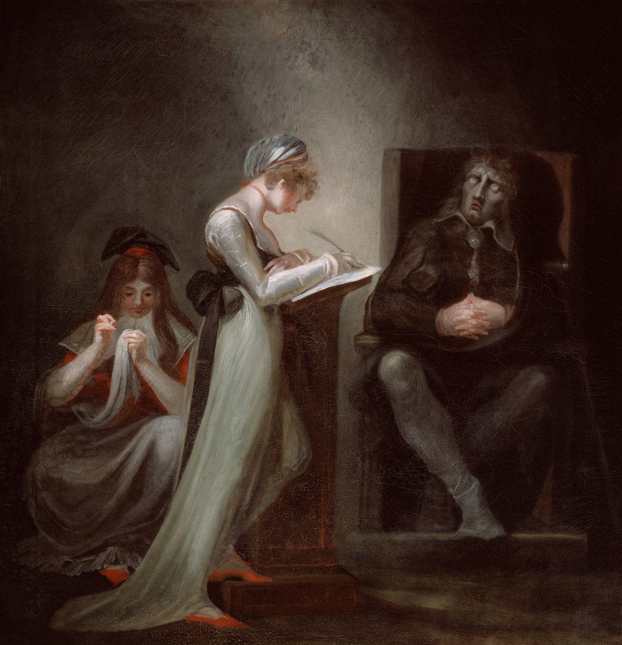 Milton sanelemassa tyttärelleen tekijältä Johann Heinrich Füssli