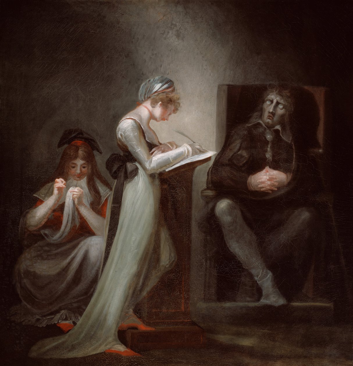 Milton sanelemassa tyttärelleen, 1794. tekijältä Johann Heinrich Füssli