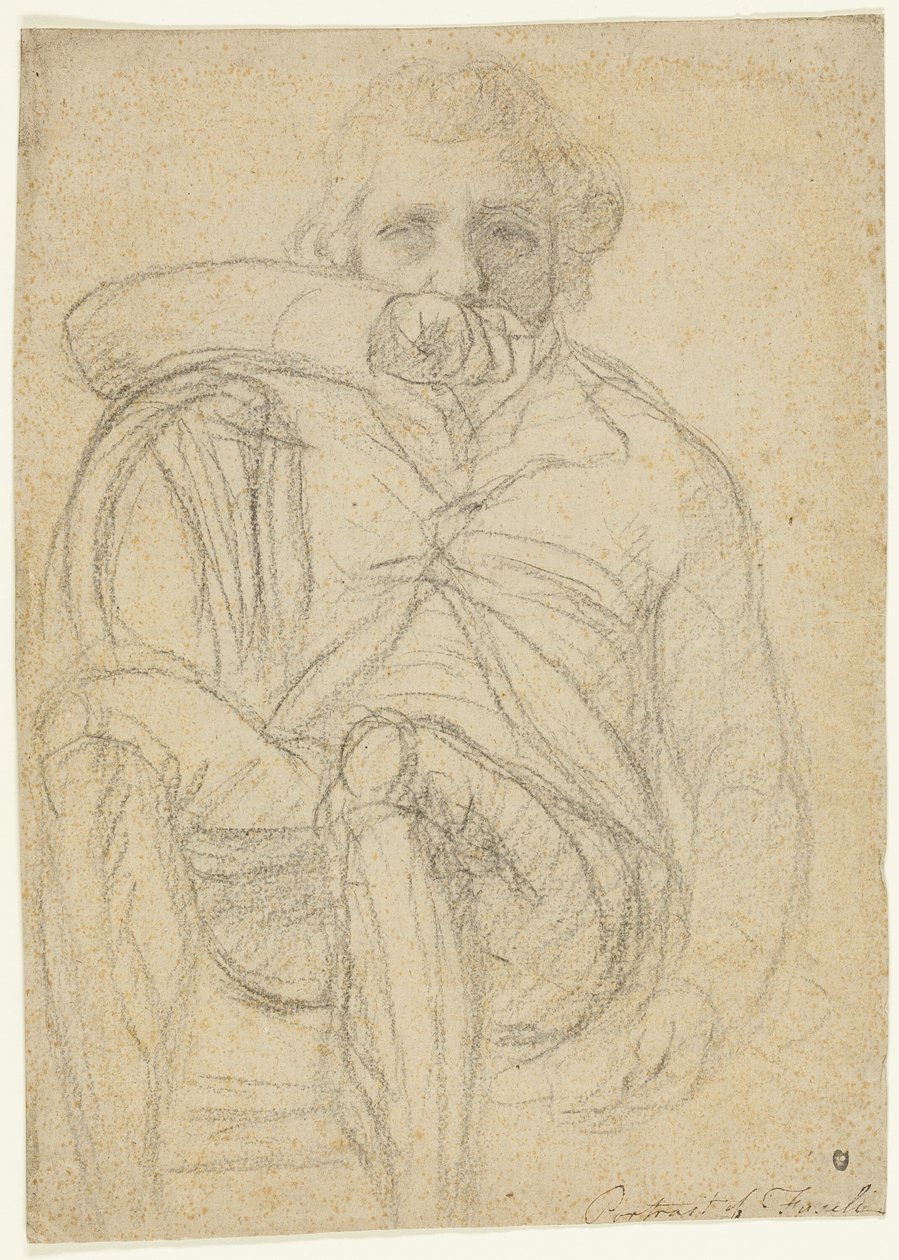 Fuselin muotokuva (etusivu); luonnos kädestä (kääntöpuoli). tekijältä Henry Fuseli