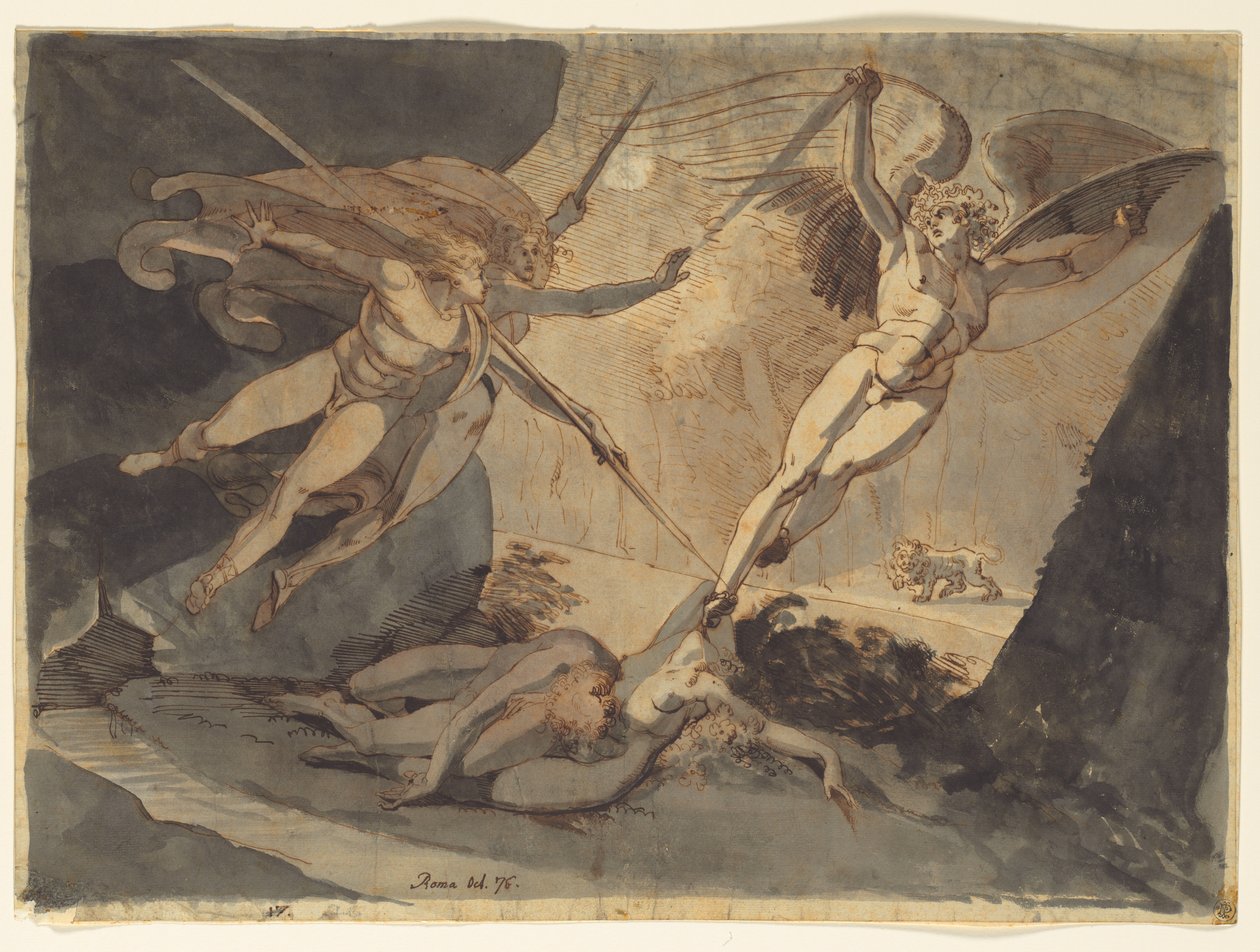 Saatana alkaa Ithurielin keihään kosketuksesta tekijältä Johann Heinrich Füssli