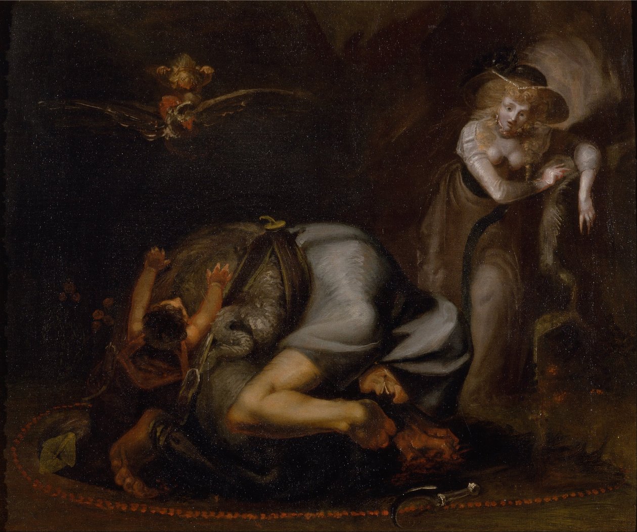 Noitakohtaus Ben Jonsonin teoksesta The Masque of Queens (Kuningattarien naamio) tekijältä Johann Heinrich Füssli