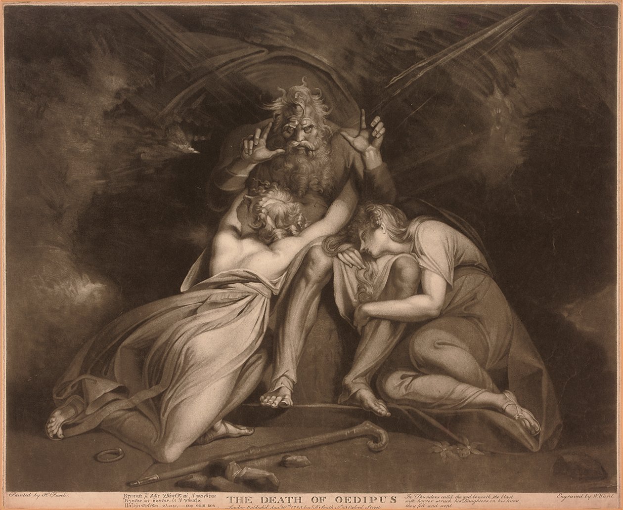 Oidipuksen kuolema, kaivertanut William Ward tekijältä Johann Heinrich Füssli