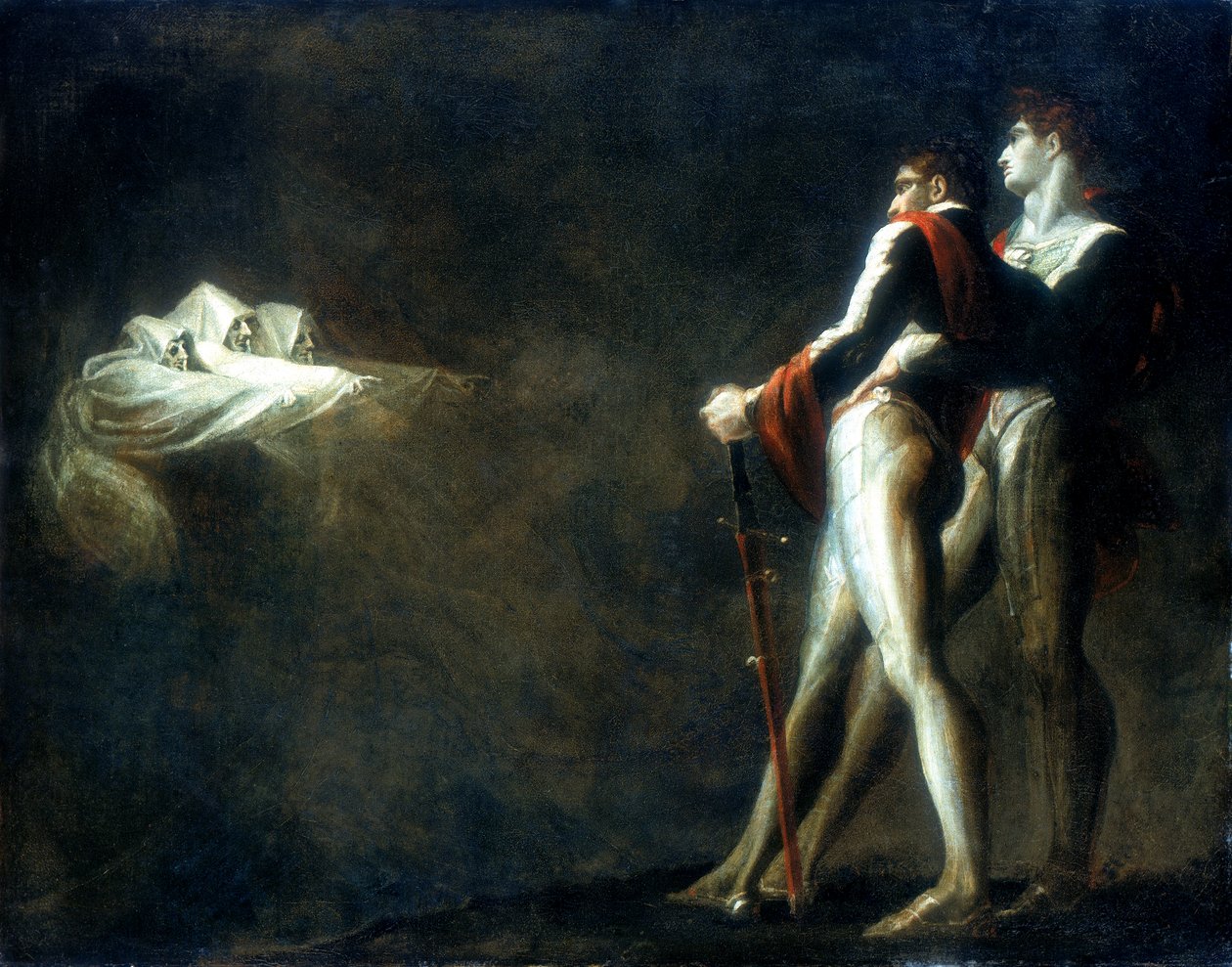 Kolme noitaa ilmestymässä Macbethille ja Banquolle, 1700-luvun loppu tekijältä Johann Heinrich Füssli