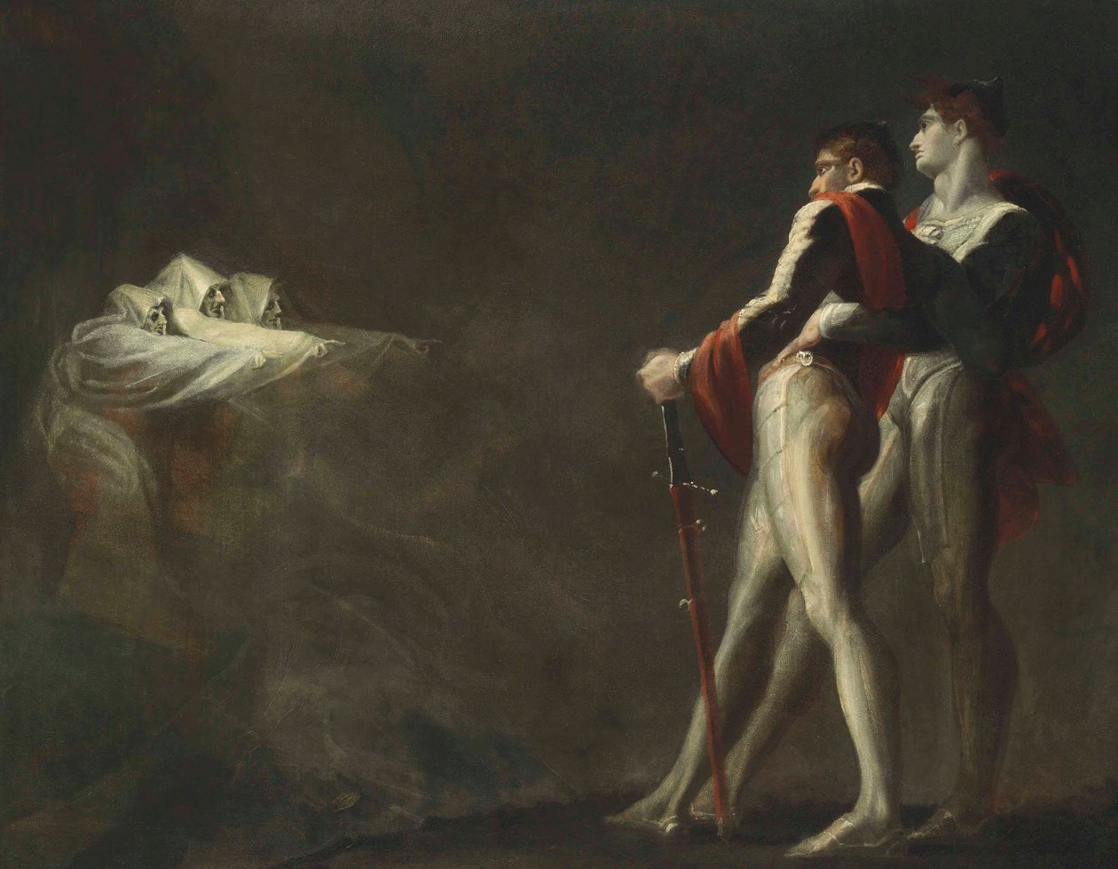 Kolme noitaa ilmestymässä Macbethille ja Banquolle, 1800-1810 tekijältä Johann Heinrich Füssli