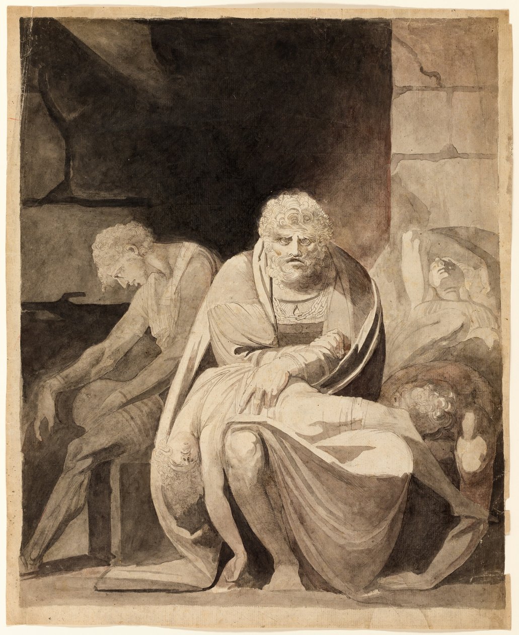 Ugolino ja hänen poikansa kuolevat nälkään tornissa tekijältä Henry Fuseli