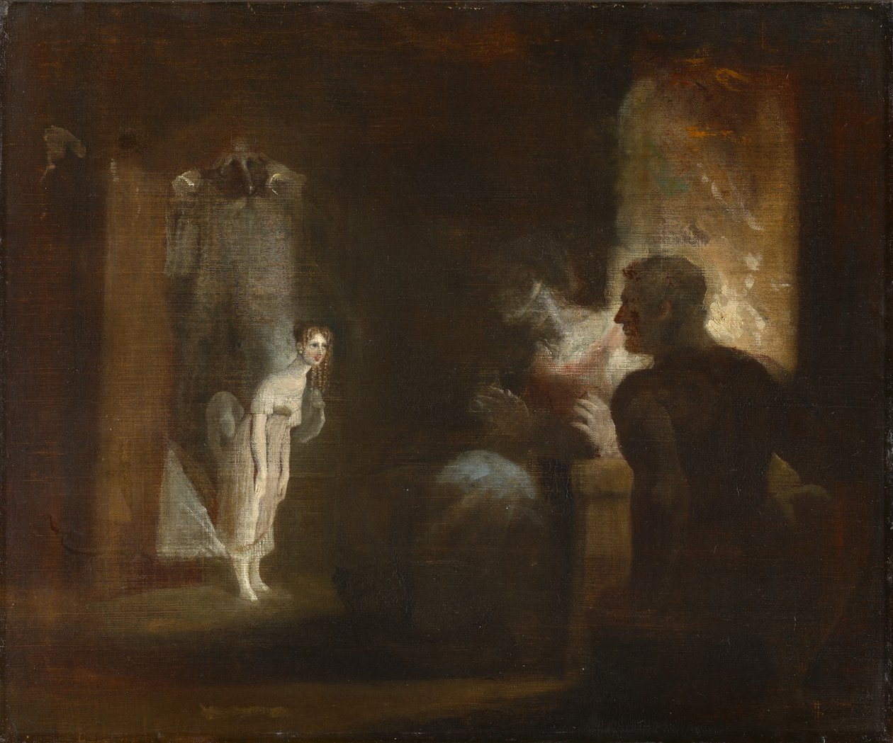 Undine astuu kalastajan ja hänen vaimonsa taloon, 1821 tekijältä Johann Heinrich Füssli