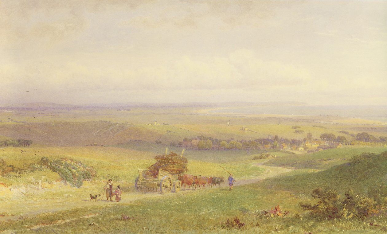 Pevensey Bay, Sussex, 1868 (wc, bc, grafiitti ja paperin kaapiminen) tekijältä Henry George Hine