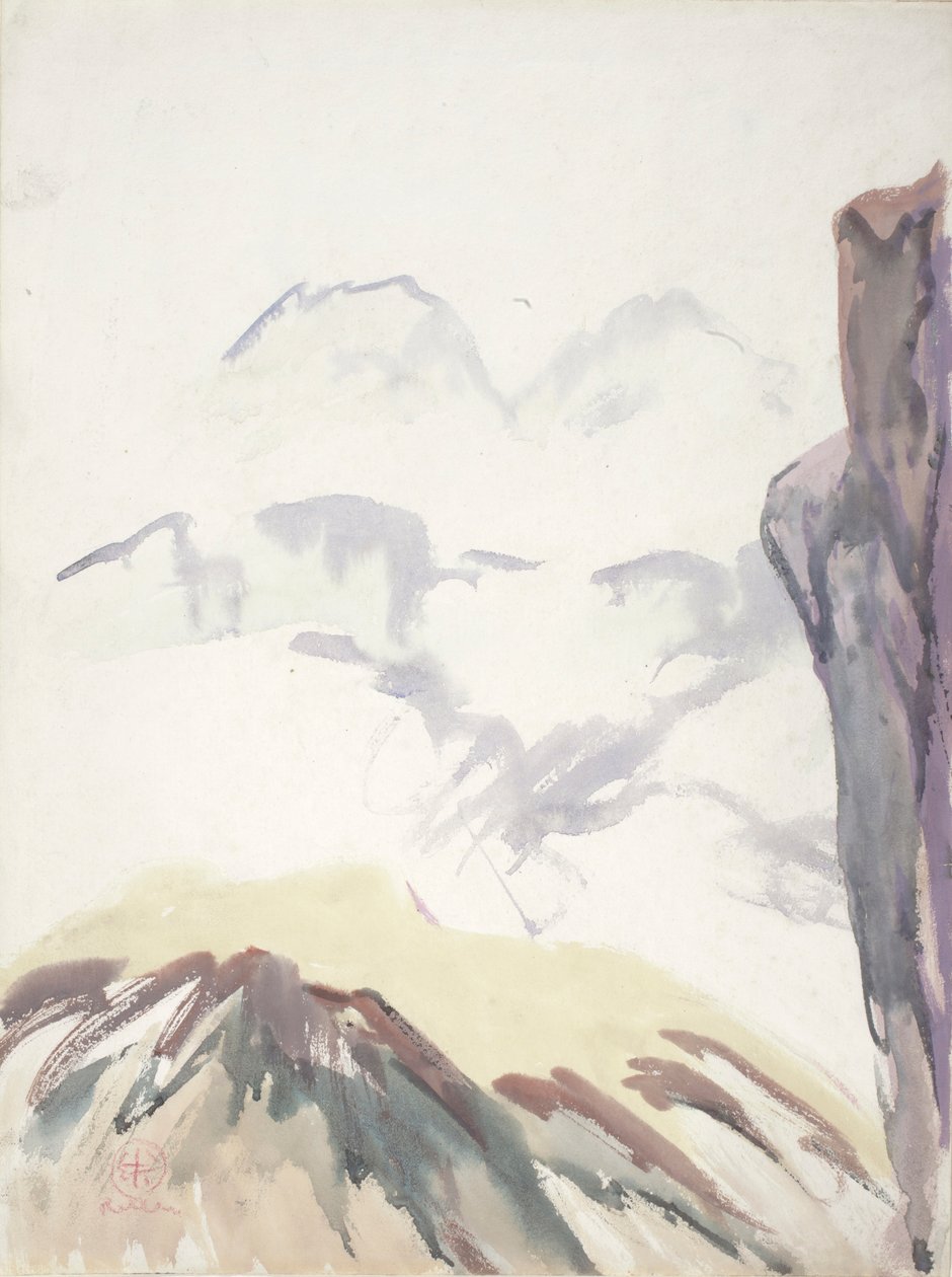 Mountain Study (akvarelli paperille) tekijältä Henry George Keller