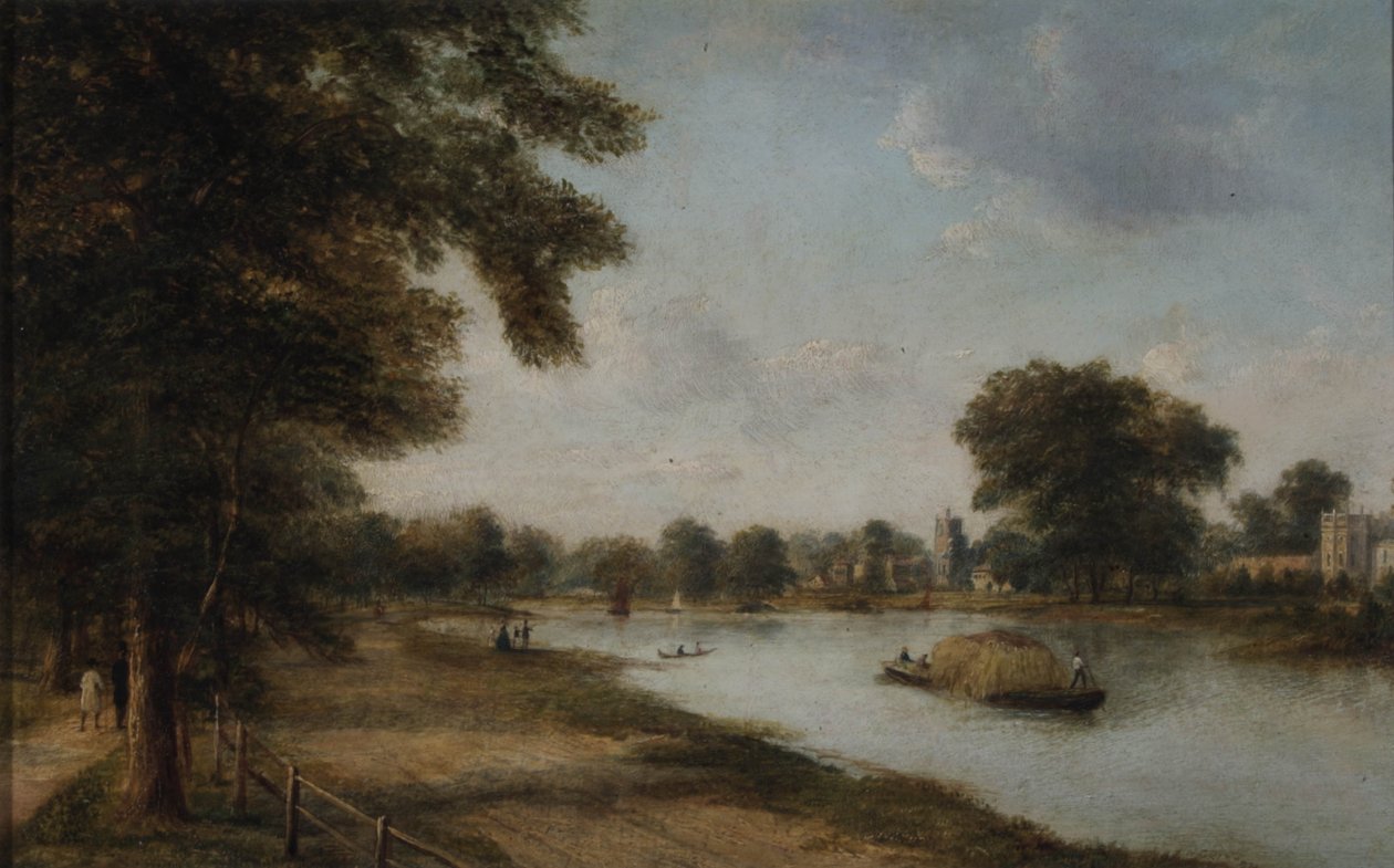 Twickenham, Middlesex kirkon lautalla, Orleans House ja Eel Pie Island, 1868 tekijältä Henry Gritten