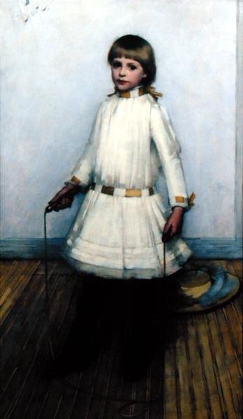 Tyttö hyppynarulla (öljy kankaalle) tekijältä Henry Herbert La Thangue