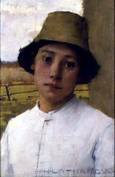 The Young Farmhand, n.1885 (öljy paneelille) tekijältä Henry Herbert La Thangue