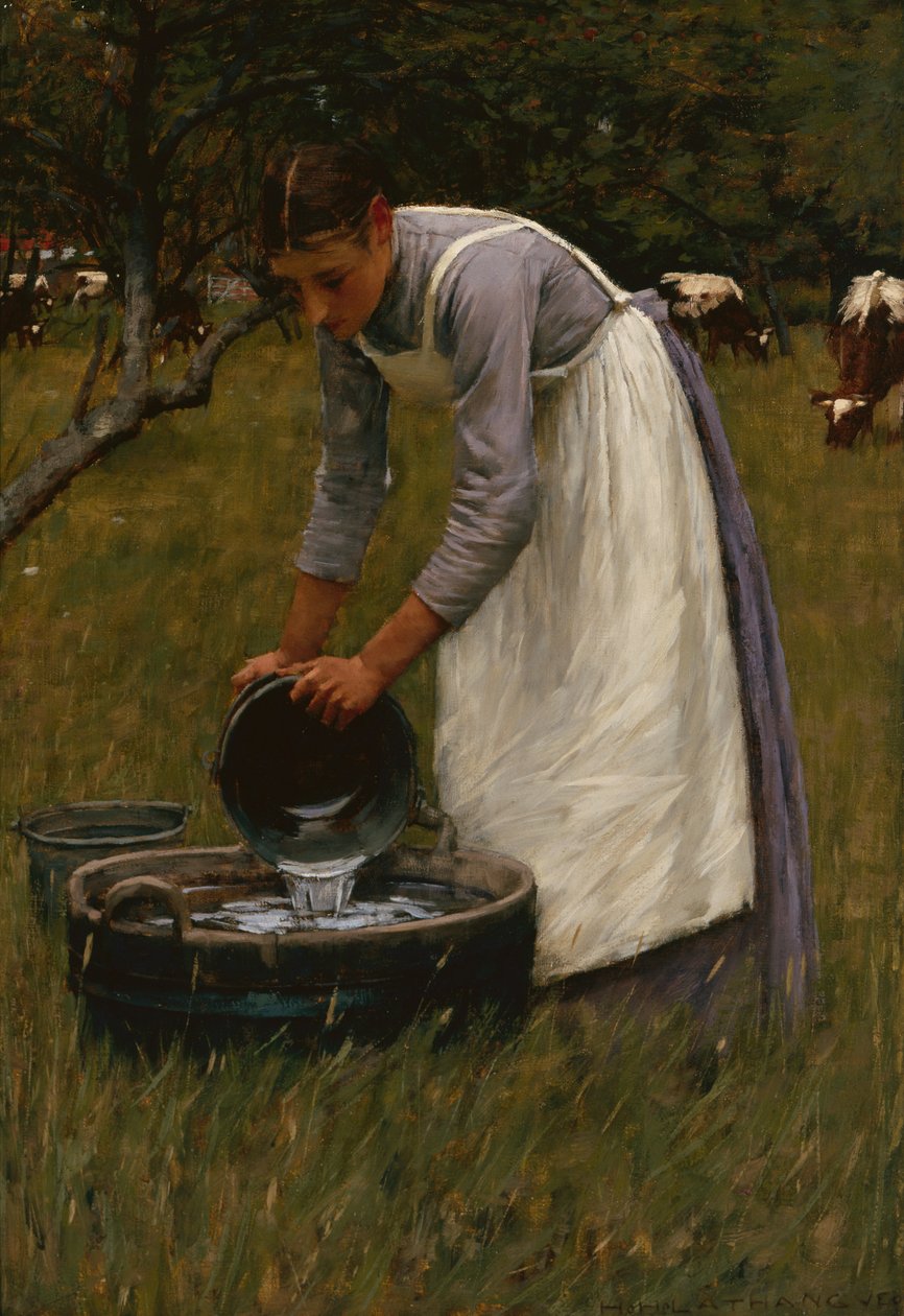 Lehmien juottaminen (öljy kankaalle) tekijältä Henry Herbert La Thangue