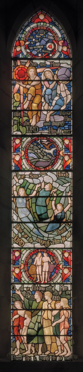 Benedicite-ikkuna, noin 1895 (lasimaalauksia) tekijältä Henry Holiday