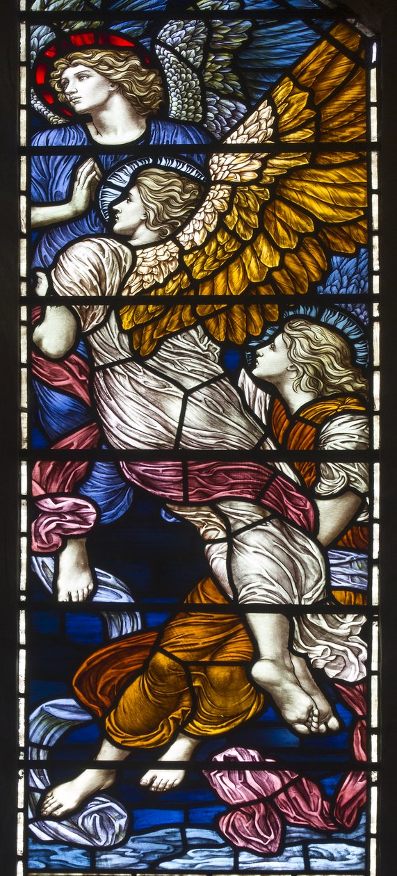 Buckland, St Mary, James Powell & Sons, Henry Holiday, The Barcote Chapel, Praising Angels, 1889 tekijältä Henry Holiday