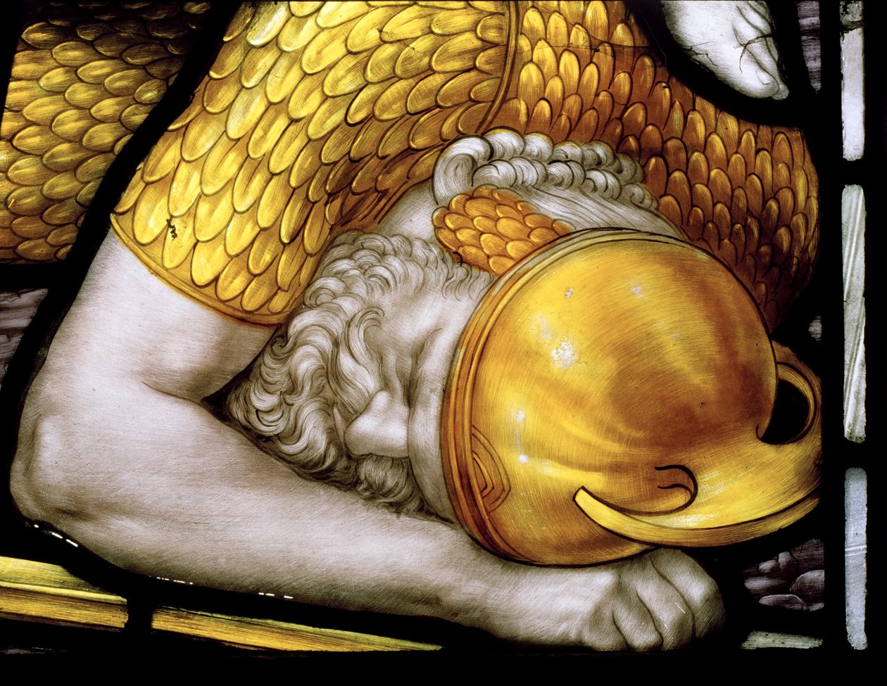 Muncaster, St Michael, James Powell & Sons, Henry Holiday, Warrior-yksityiskohta, Angels Of Judgment Window, 1887 tekijältä Henry Holiday