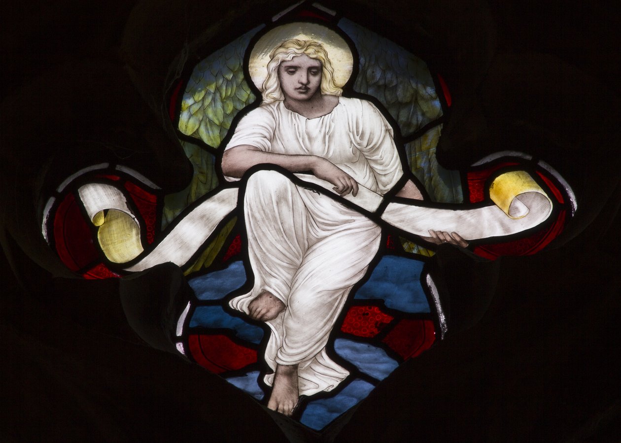 Quatrefoil Tracery Angel, 1882 (lasimaalauksia) tekijältä Henry Holiday