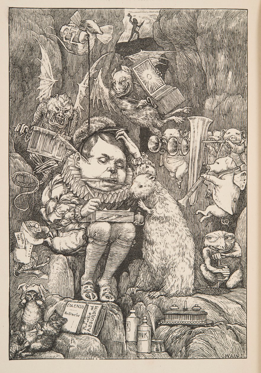 Majava toi paperia, salkkua ja kyniä, pubin. 1876. tekijältä Henry Holiday