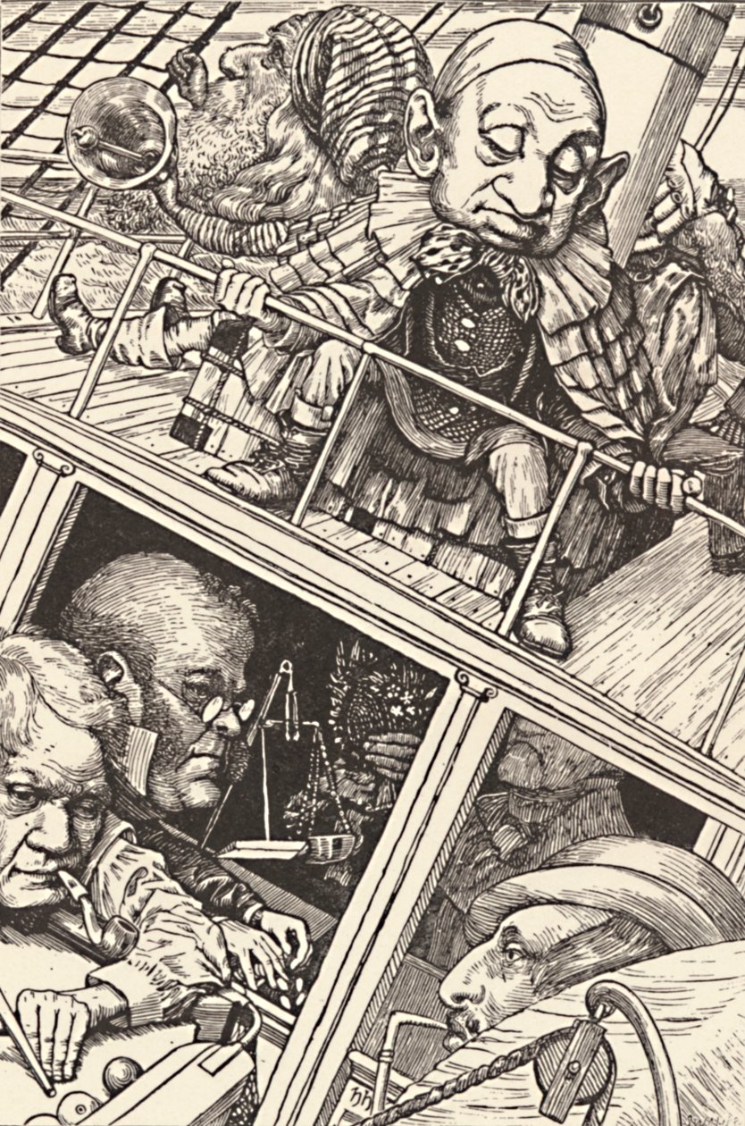 Miehistö oli täydellinen. The Hunting of the Snark Lewis Carroll, 1874-1876, 1923. tekijältä Henry Holiday