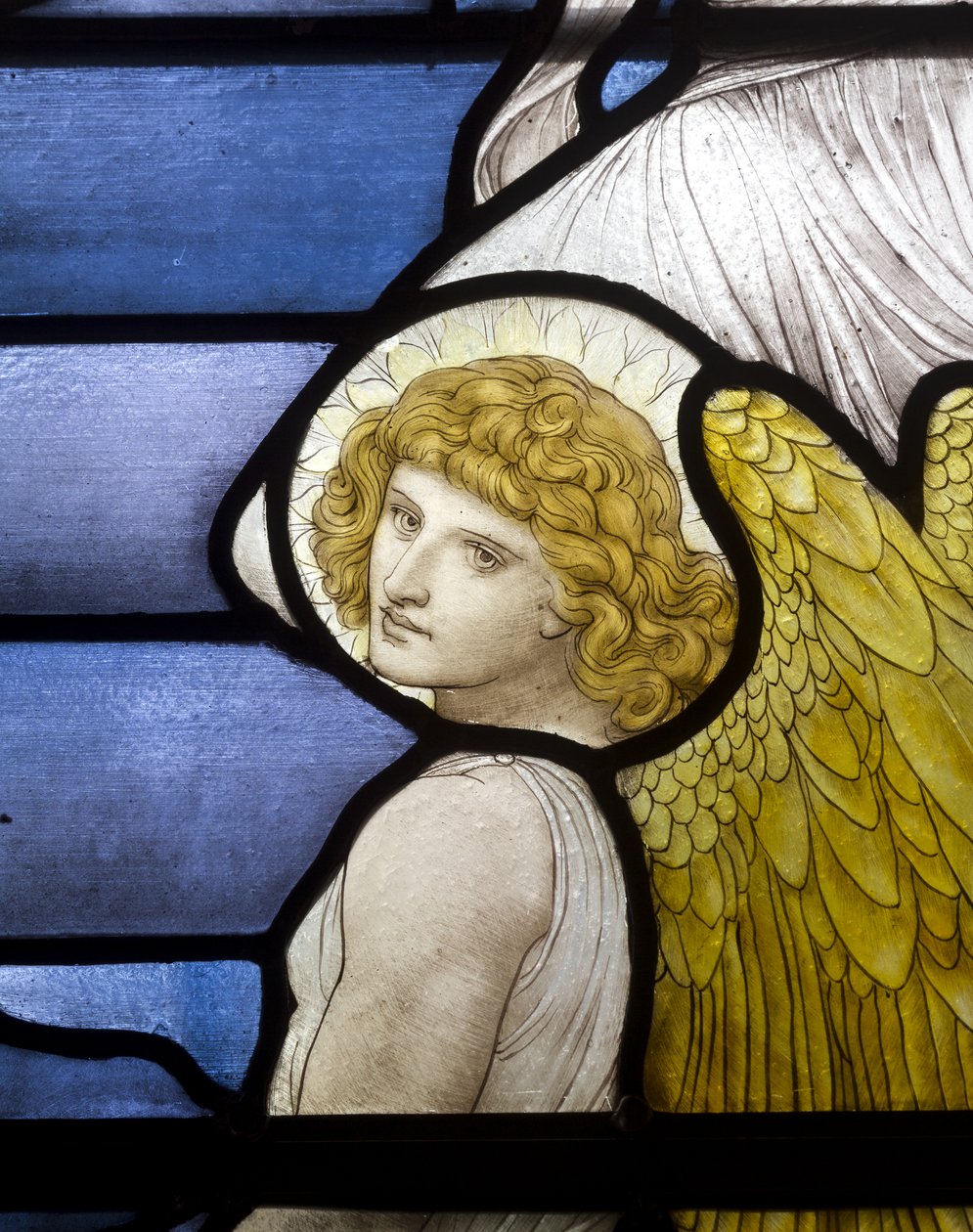 Wolsingham, St Mary & St Stephen, James Powell & Sons, Henry Holiday, Jacobs Ladder, Angel-yksityiskohta, 1881 tekijältä Henry Holiday