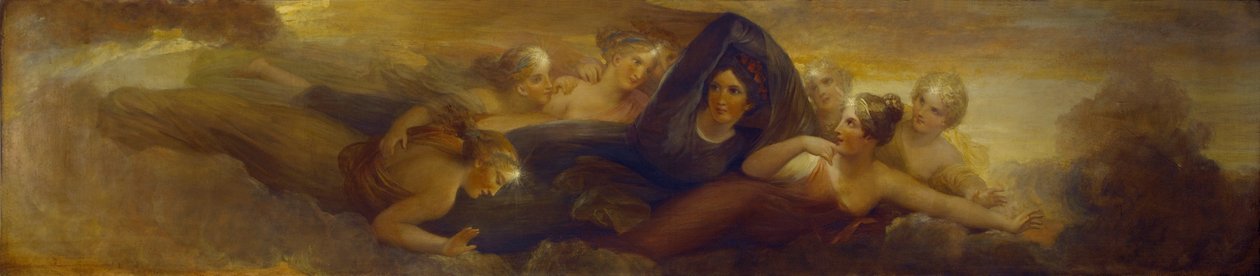 Yö, Plejadien kanssa, 1834 (öljy mahonkilevylle) tekijältä Henry Howard