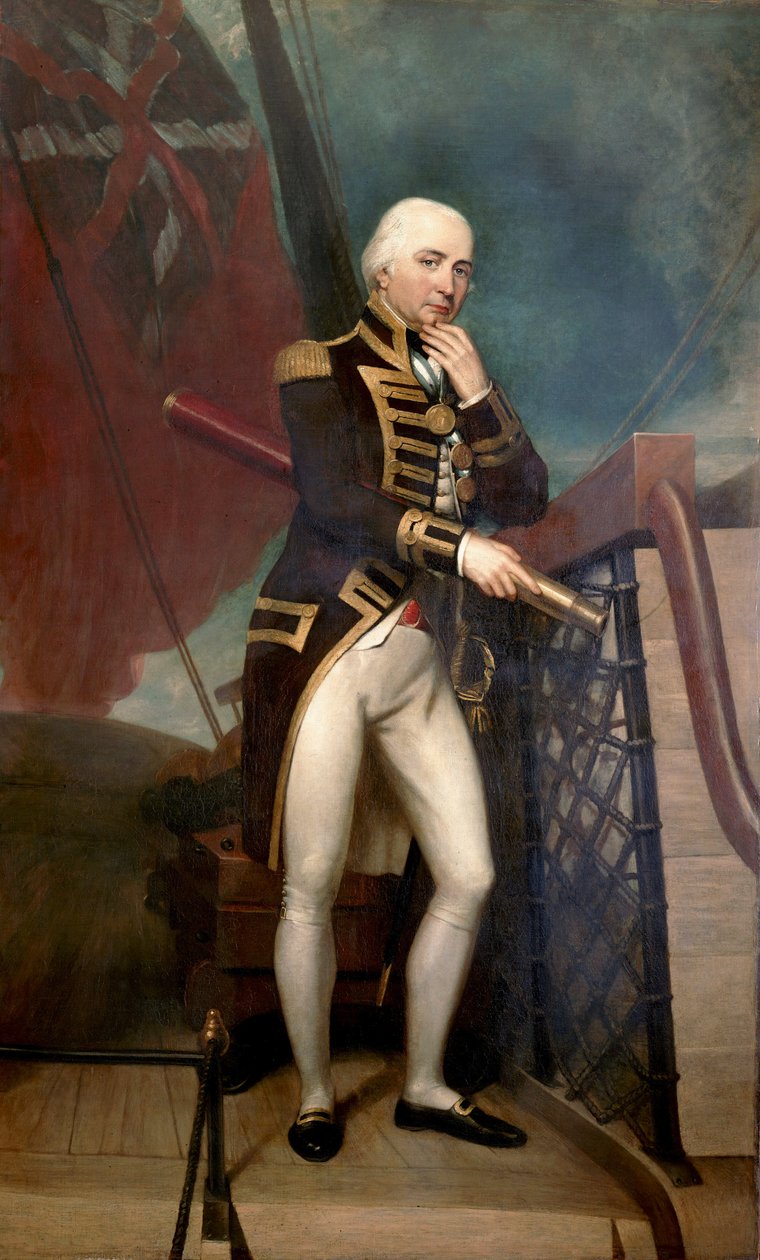 Muotokuva kontra-amiraali Cuthbert Collingwoodista (1748-1810), joka oli Horatio Nelsonin (1758-1805) toinen komentaja Trafalgarin taistelussa (1805). Öljy kankaalle, tekijä Henry Howard (1769-1847). tekijältä Henry Howard