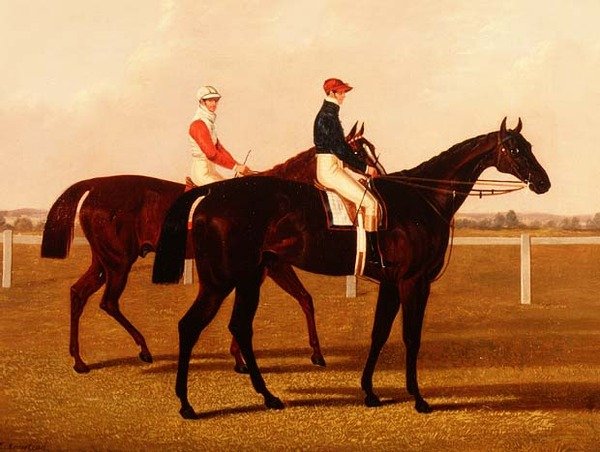 Kilpahevoset "Charles XII" ja "Euclid" Jockeys Upin kanssa tekijältä Henry Hugh Armstead