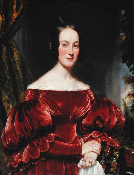 Rouva Robert Lowdenin muotokuva, n. 1837 (öljy paneelille) tekijältä Henry Inman