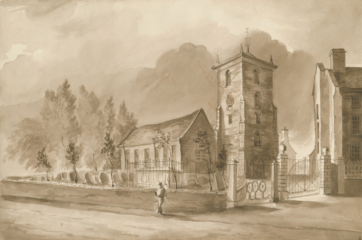 Willenhallin kirkko: seepiapiirros, nd [1844] (piirustus) tekijältä Henry James Noyes