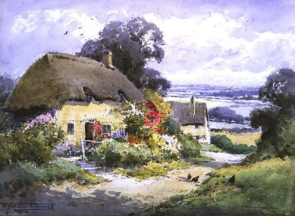 Surrey Lane (akvarelli) tekijältä Henry John Sylvester Stannard