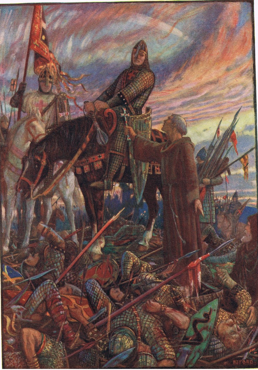 Hastingsin taistelun jälkeen, kuvitus Rudyard Kiplingin Englannin historiasta, 1911 tekijältä Henry Justice Ford