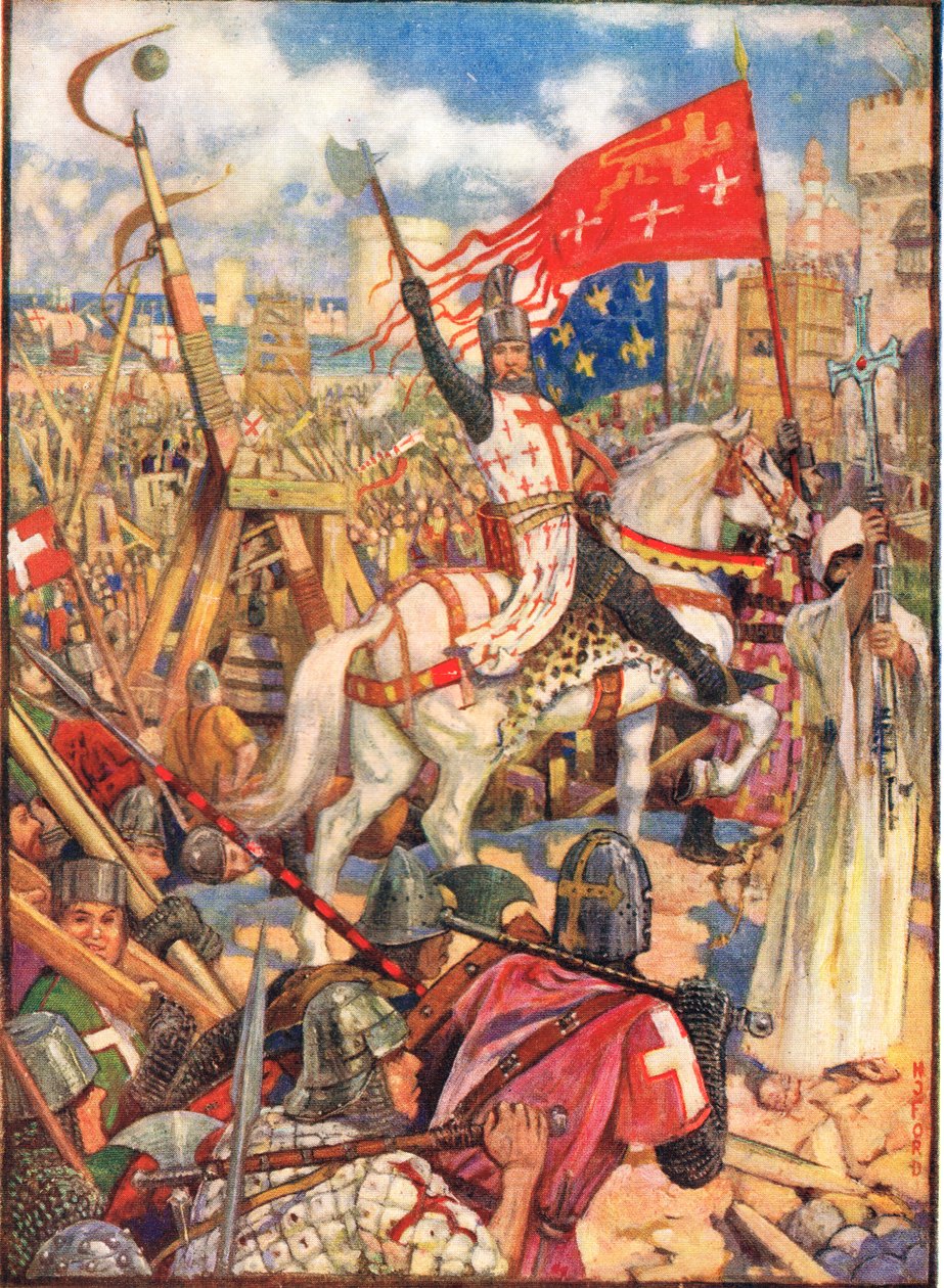 Richard Leijonasydän ristiretkillä, kuvitus Rudyard Kiplingin Englannin historiasta, 1911 tekijältä Henry Justice Ford