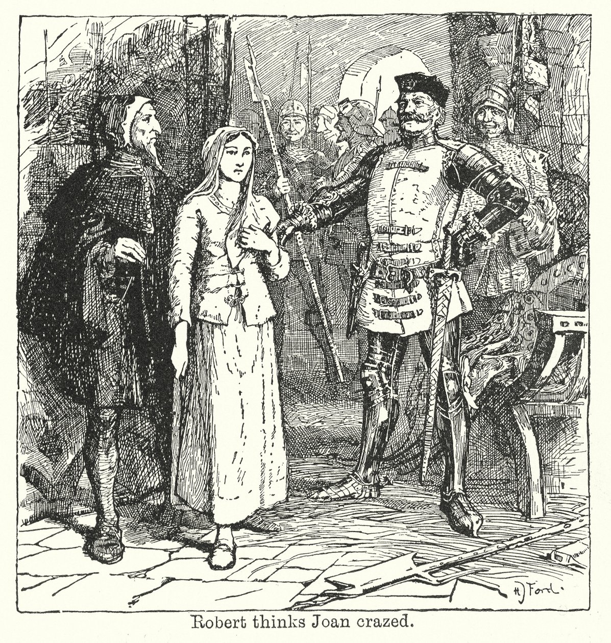 Robertin mielestä Joan on hullu (litografia). tekijältä Henry Justice Ford