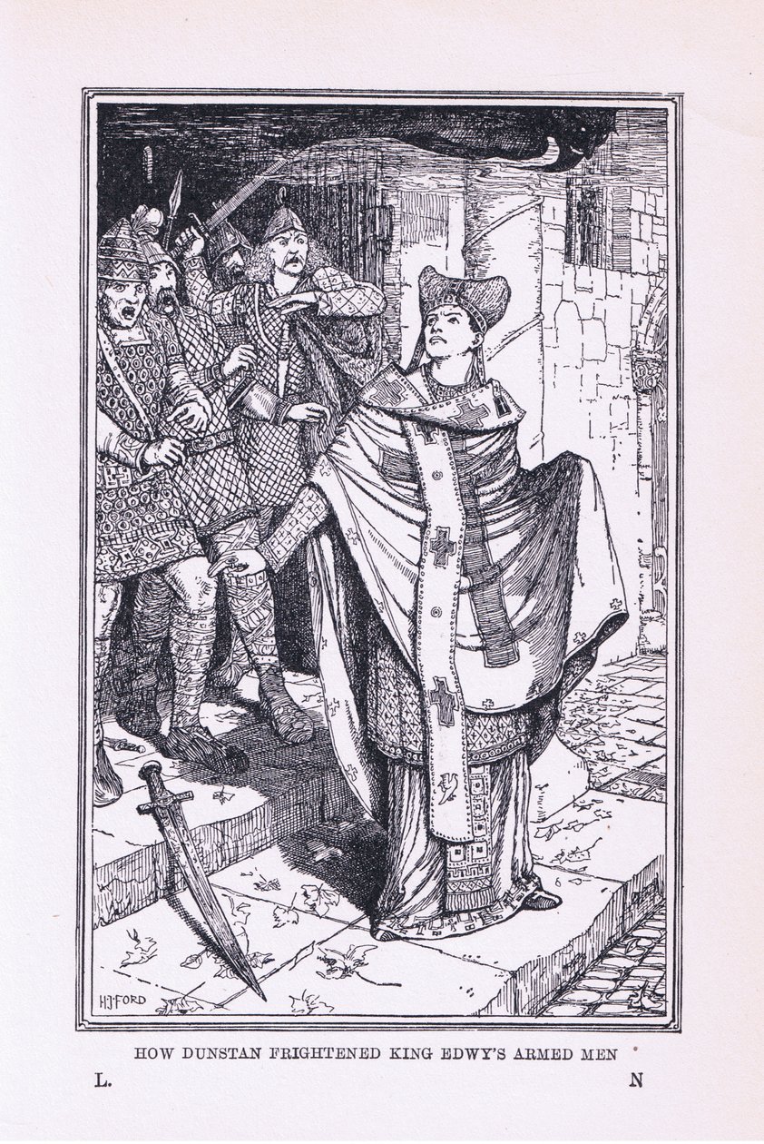 St Dunstan pelotti kuningas Edwysin aseistautuneita miehiä, 1912 tekijältä Henry Justice Ford
