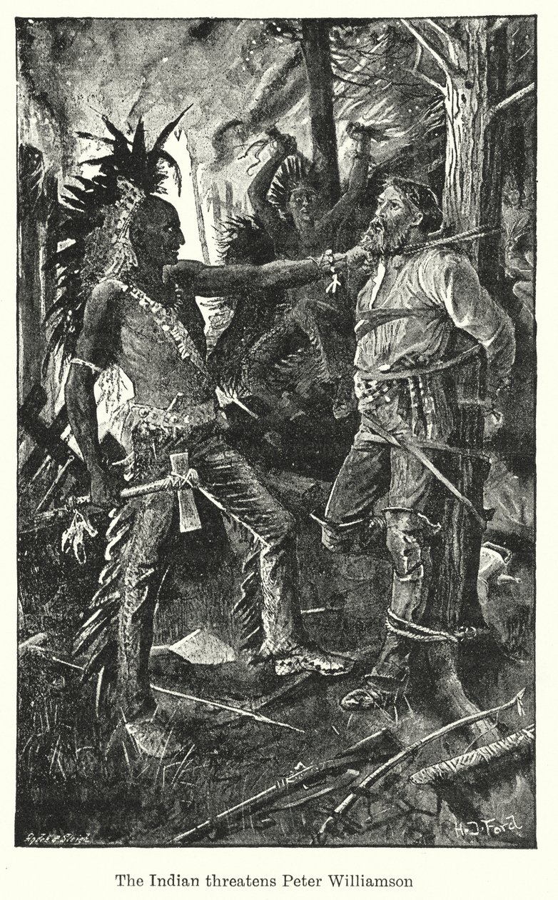 Intialainen uhkaa Peter Williamsonia (litografia) tekijältä Henry Justice Ford
