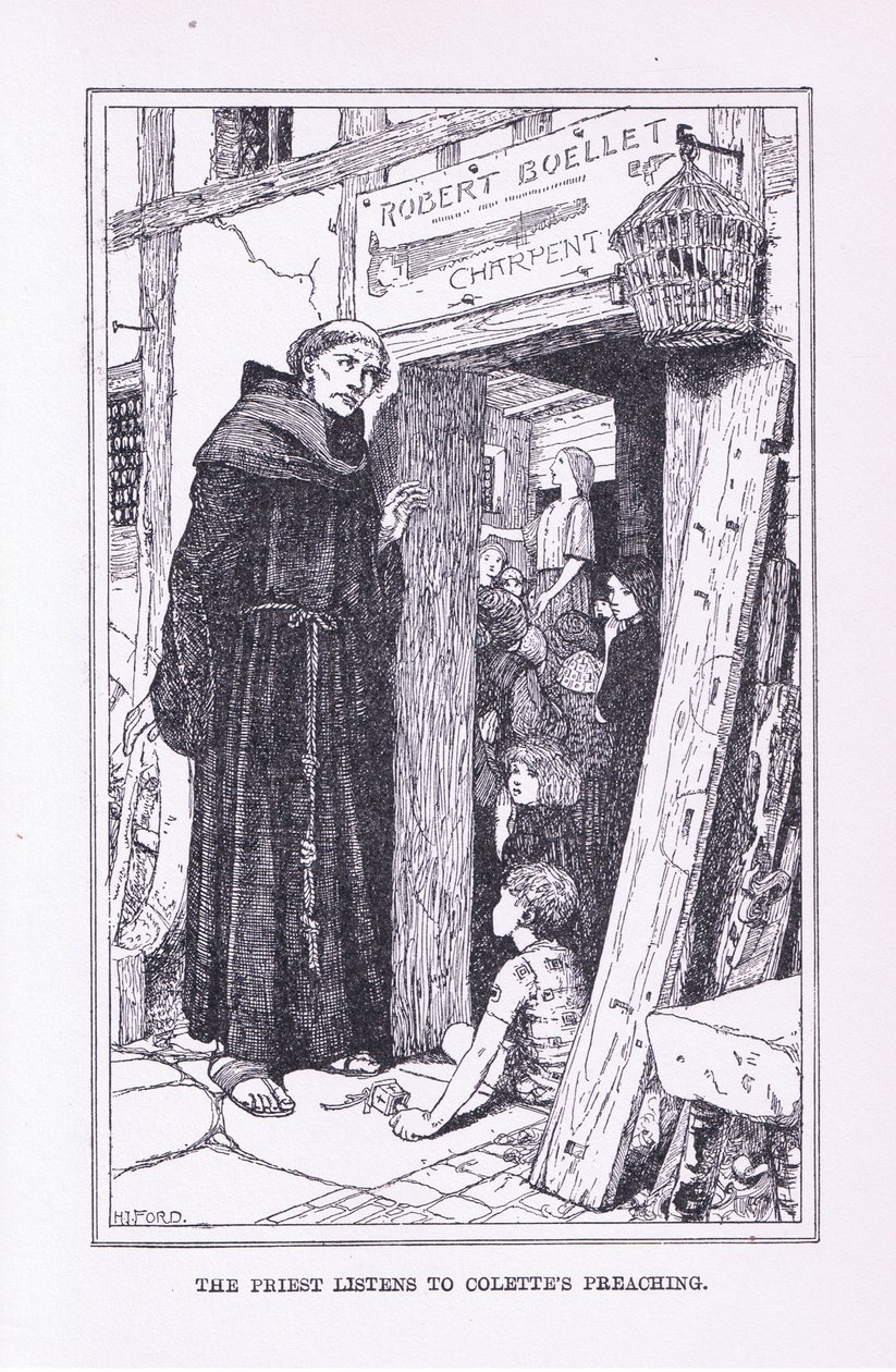 Pappi kuuntelee Colettesin saarnaa, 1912 tekijältä Henry Justice Ford