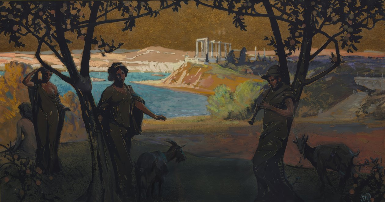 Seinämaalausluonnos, Pastoraalinen tutkimus, nro 1 tekijältä Henry Keller