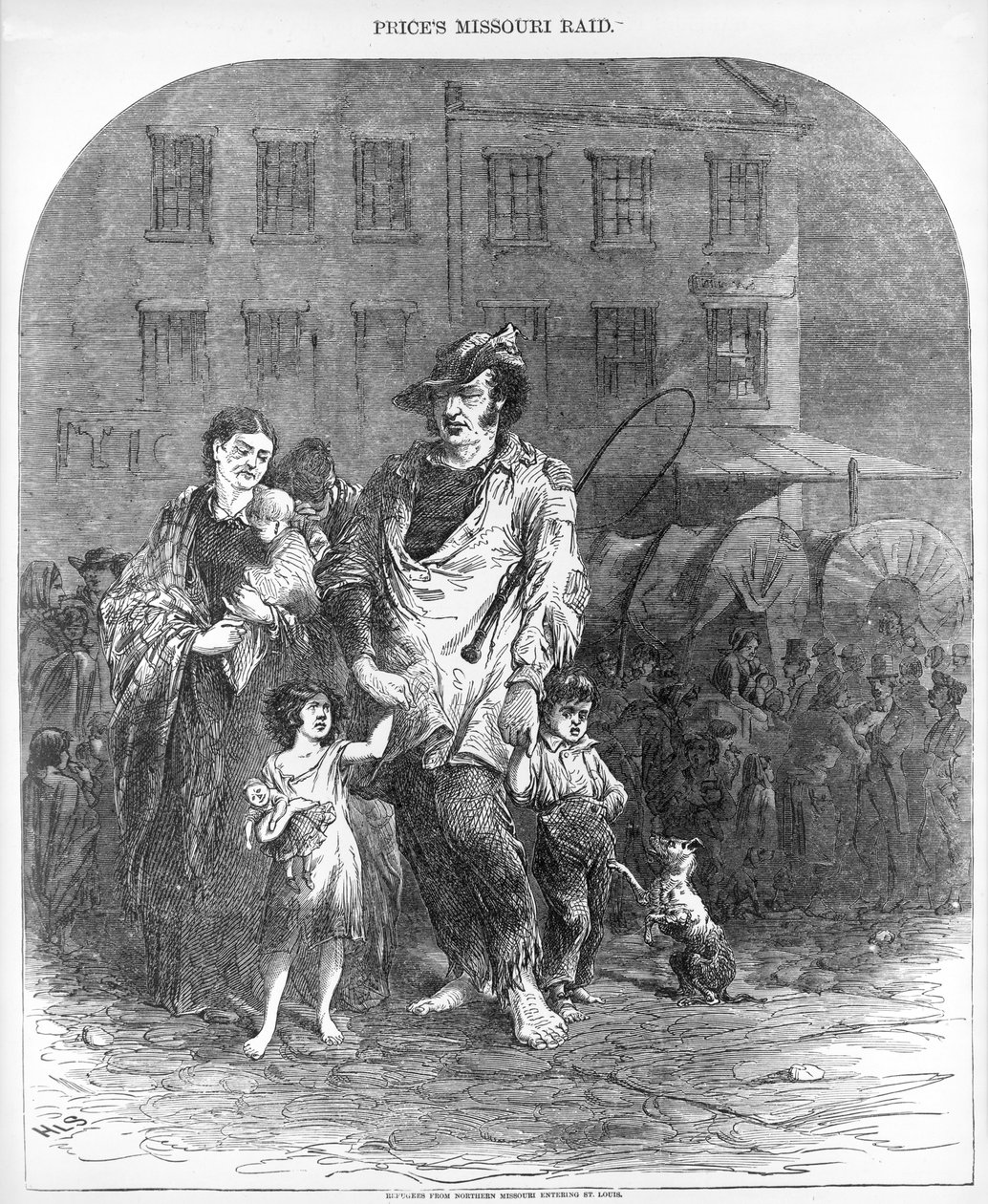 Pakolaisia Pohjois-Missourista saapumassa St. Louisiin Harper