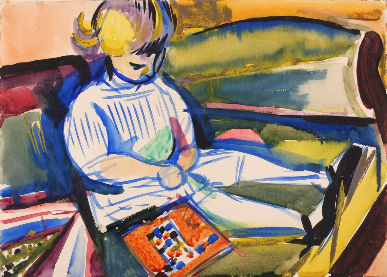 Lapsi sohvalla, n. 1914-1918. tekijältä Henry Lyman Saÿen
